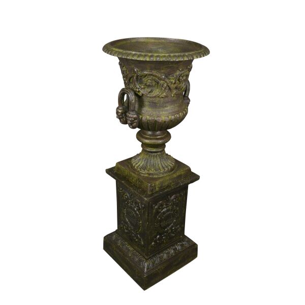 Vase Medicis en fonte sur socle - H: 112 cm 3 Vase Medicis en fonte sur socle - 112 cm