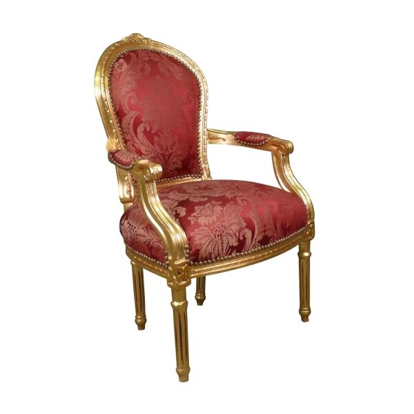 Fauteuil Louis XVI rouge style baroque 2 Fauteuil Louis XVI rouge style baroque - Fauteuil Louis XVI - Fauteuil