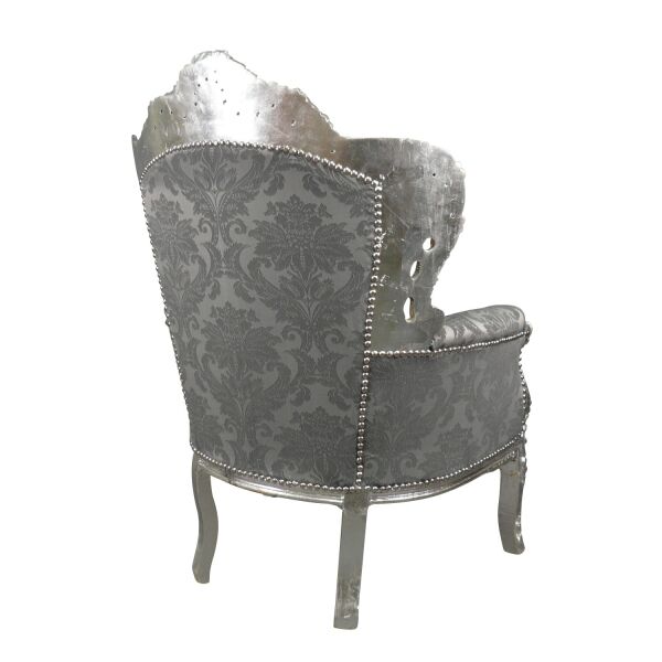 Fauteuil baroque gris satiné 2 Fauteuil baroque gris satiné - Meubles baroques -