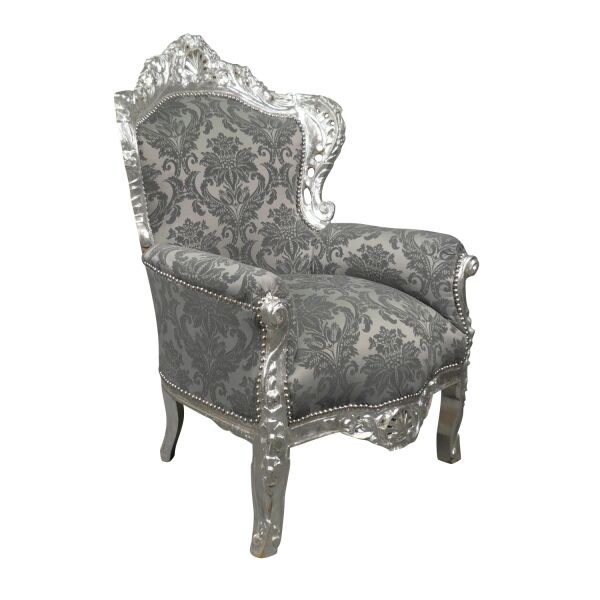 Fauteuil baroque gris satiné 3 Fauteuil baroque gris satiné - Meubles baroques -