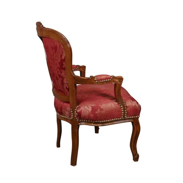 Fauteuil Louis XV rouge en bois massif 2 Fauteuil Louis XV rouge en bois massif -
