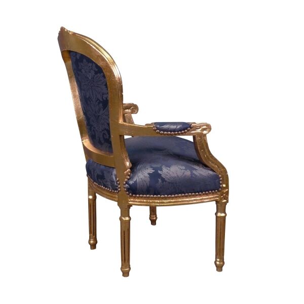 Fauteuil Louis XVI bleu roi style baroque 3 Fauteuil Louis XVI bleu roi style baroque - Fauteuil Louis XVI baroque - Fauteuil baroque -