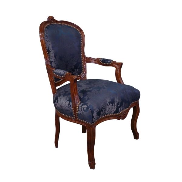 Fauteuil Louis XV bleu 3 Fauteuil Louis XV bleu - Mobilier de style Louis XV -
