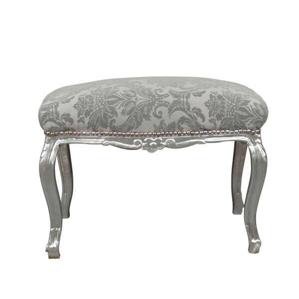 Banquette baroque en tissu gris - Meuble baroque