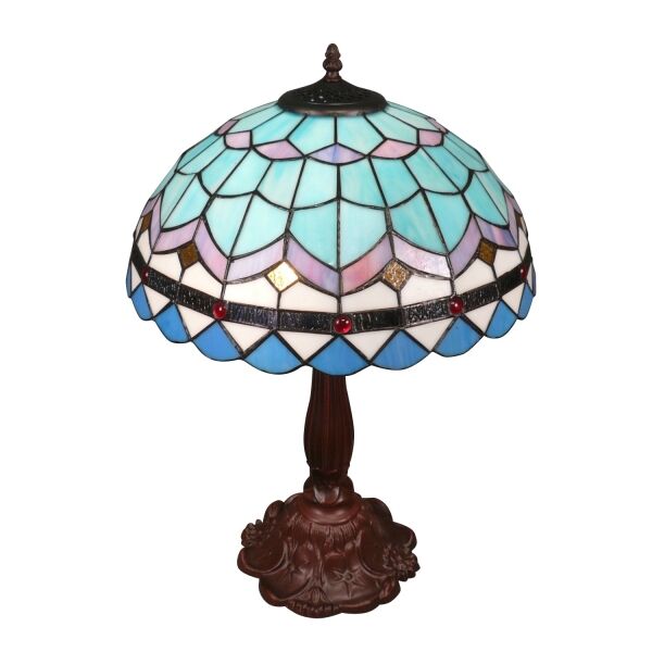 Grande lampe Tiffany bleue 2 Grande lampe Tiffany bleue de stye ancienne