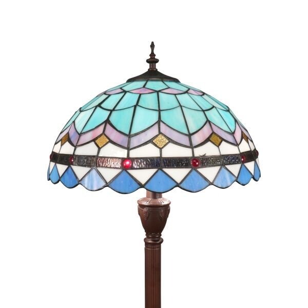 Lampadaire Tiffany bleu de la série Méditerranée -