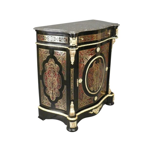Buffet style Empire 7 Buffet Empire en marqueterie boulle et dessus marbre. -
