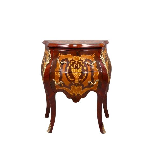 Commode Louis XV en acajou décor floral -  Copies de meubles Louis XV