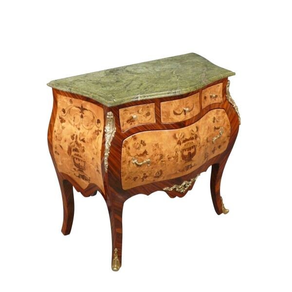 Commode Louis XV bombée à ressaut 3 Commode Louis XV - Mobilier de style Louis XV marbre vert