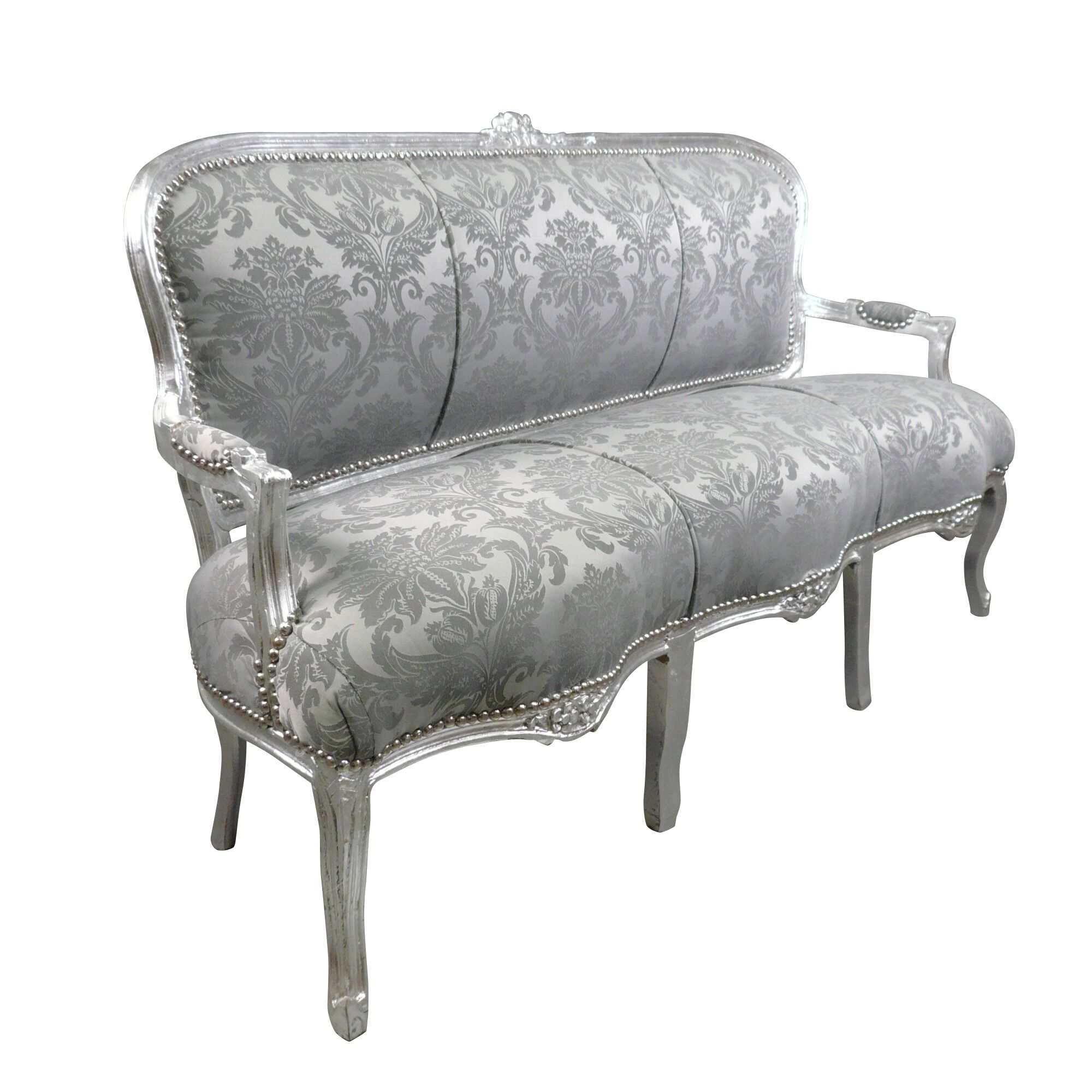 Canapé Louis XV gris satiné 2 Canapé Louis XV gris satiné - Canapé - Meubles de style