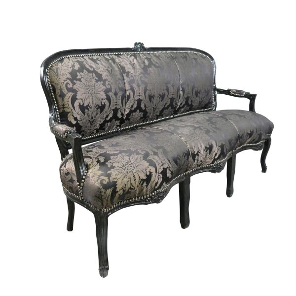 Canapé Louis XV noir à fleurs 2 Canapé Louis XV noir à fleurs - Canapé - Meubles de style
