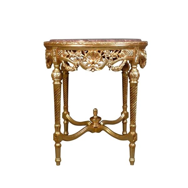 Guéridon baroque en bois doré et dessus marbre