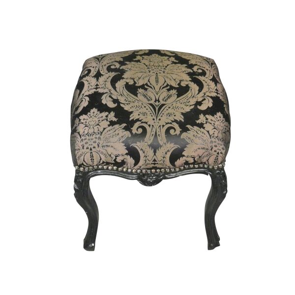 Pouf Baroque noir et tissu à fleurs 2 Pouf Baroque noir et tissu à fleurs - Pouf baroque - Meuble baroque -
