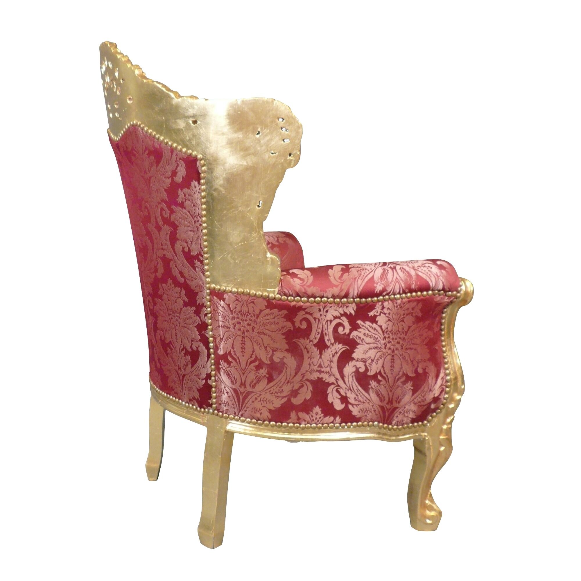 Fauteuil baroque en bois doré et tissu rouge rococo 3 Fauteuil baroque en bois doré et tissu rouge rococo
