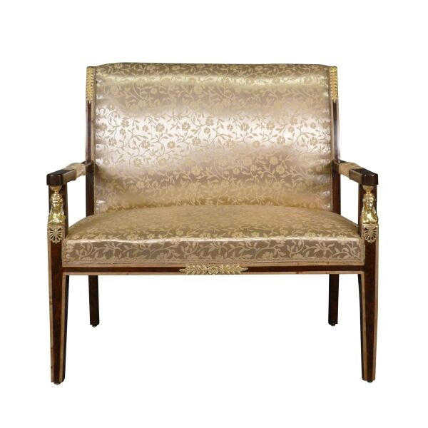 Canapé Empire en loupe d'acajou - Meubles Napoléon III