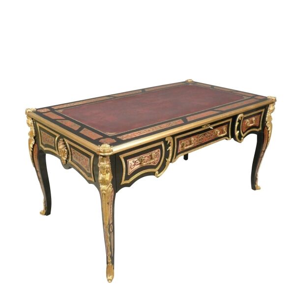 Bureau Louis XV boulle 2 Bureau Louis XV en marqueterie Boulle