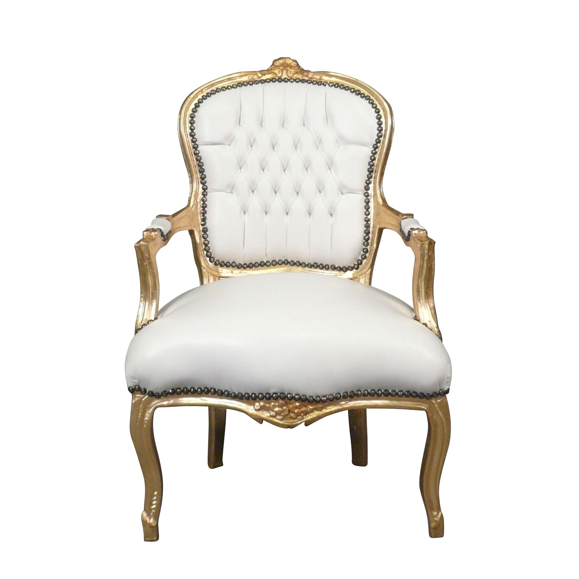 Fauteuil Louis XV blanc et doré - Meuble style Louis XV -
