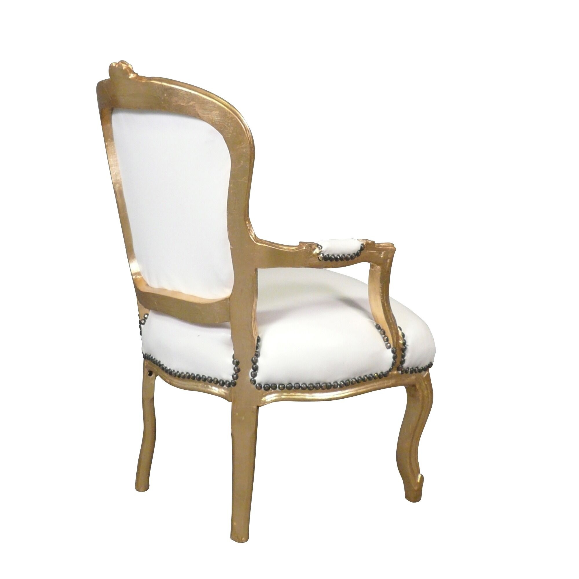 Fauteuil Louis XV blanc et doré 3 Fauteuil Louis XV blanc et doré - Meuble style Louis XV -