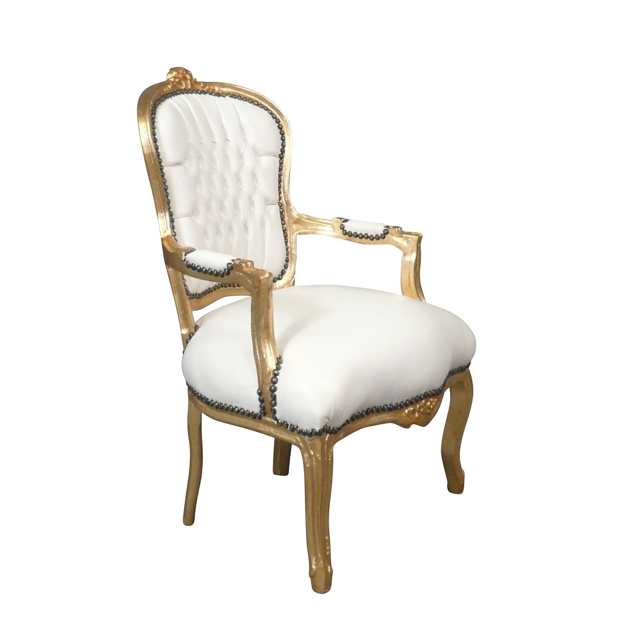 Fauteuil Louis XV blanc et doré 2 Fauteuil Louis XV blanc et doré - Meuble style Louis XV -