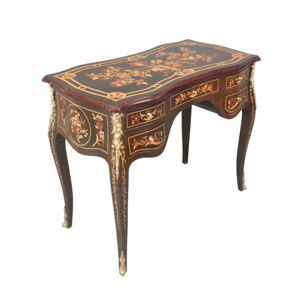 Bureau Louis XV fleuri 3 Bureau Louis XV fleuri - Meubles Louis XV de style -