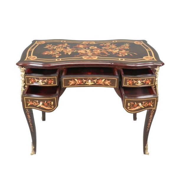 Bureau Louis XV fleuri 4 Bureau Louis XV fleuri - Meubles Louis XV de style -
