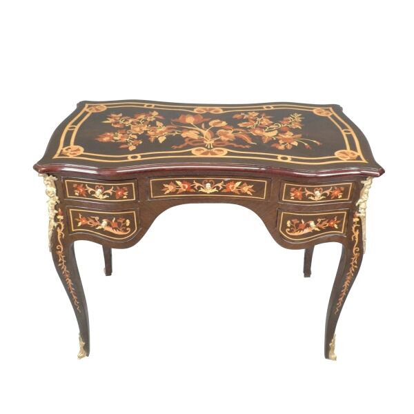 Bureau Louis XV fleuri 5 Bureau Louis XV fleuri - Meubles Louis XV de style -
