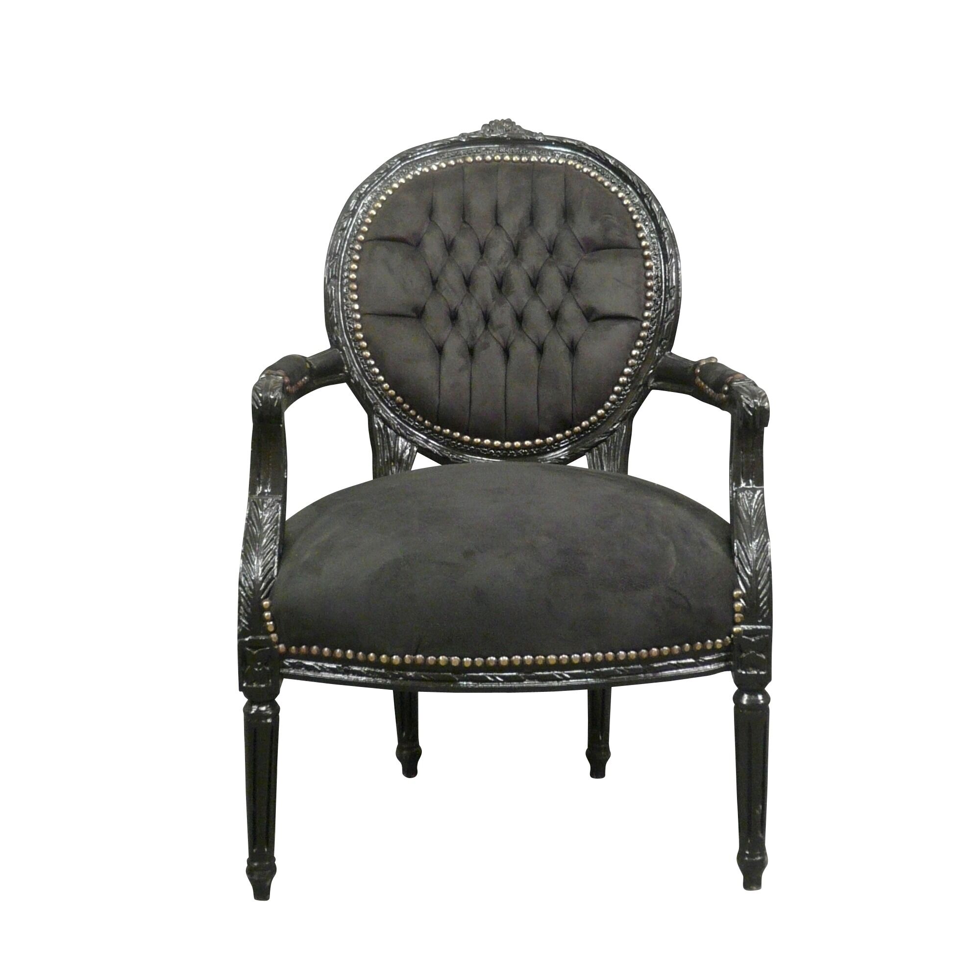 Chaise style baroque noire avec accoudoirs - Lot de 2