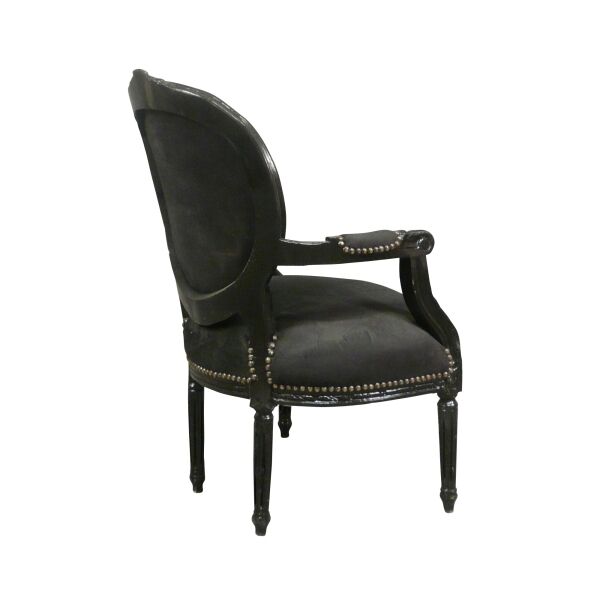 Fauteuil Louis XVI médaillon en velours noir 3 Fauteuil Louis XVI en velours noir - Fauteuil Louis XVI - Fauteuils baroque