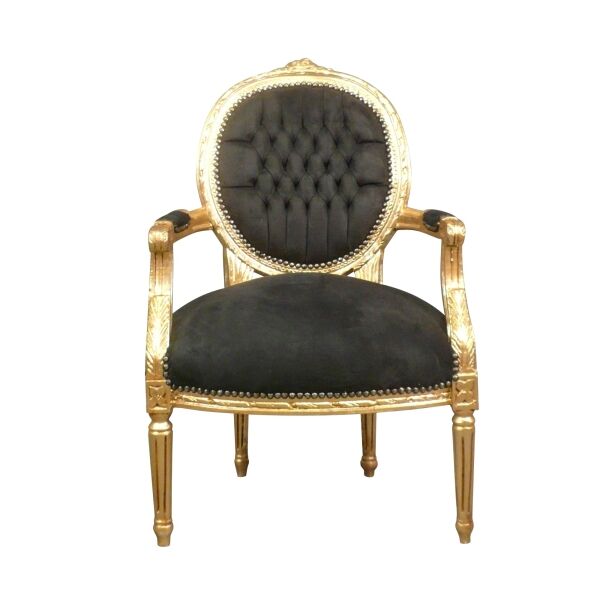 Fauteuil Louis XVI noir et bois doré -  Fauteuil Louis XVI -  Fauteuil
