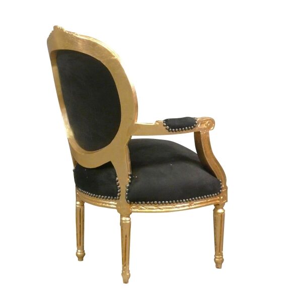 Fauteuil Louis XVI noir et bois doré 3 Fauteuil Louis XVI noir et bois doré - Fauteuil Louis XVI - Fauteuil -