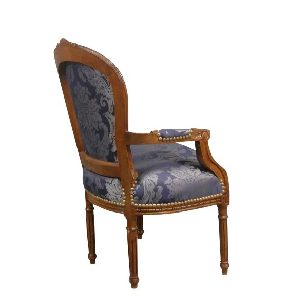Fauteuil Louis XVI bleu en bois massif 3 Fauteuil Louis XVI bleu en bois massif - Fauteuil Louis XVI - Fauteuils bleu