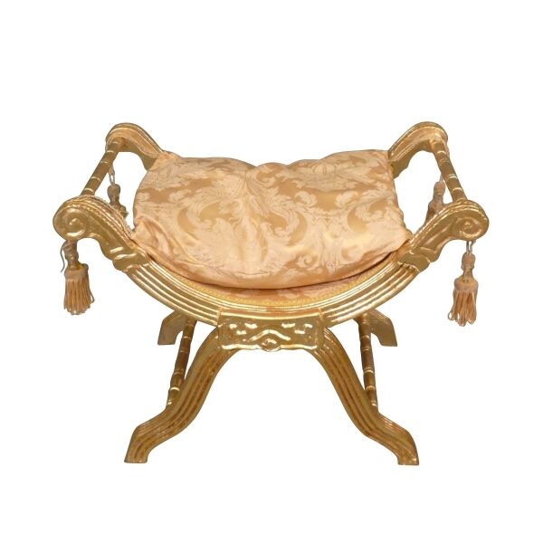 Banquette baroque tissu et bois doré 2 Banquette baroque tissu et bois doré - Banquette baroque - Meuble baroque -