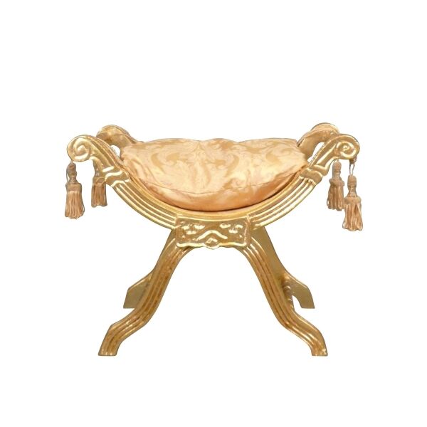 Banquette baroque tissu et bois doré -  Banquette baroque -  Meuble baroque -