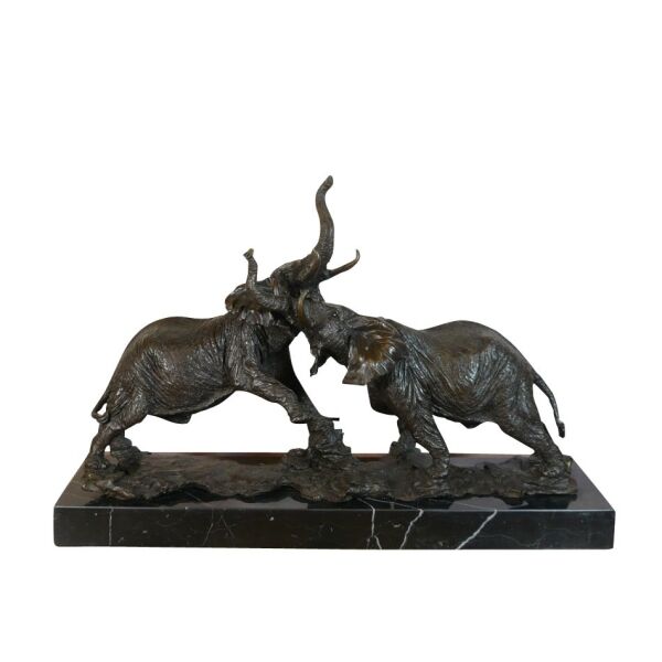 Statue en bronze - Le combat des éléphants 1 Sculpture en bronze - Le combat des éléphants - Statue bronze