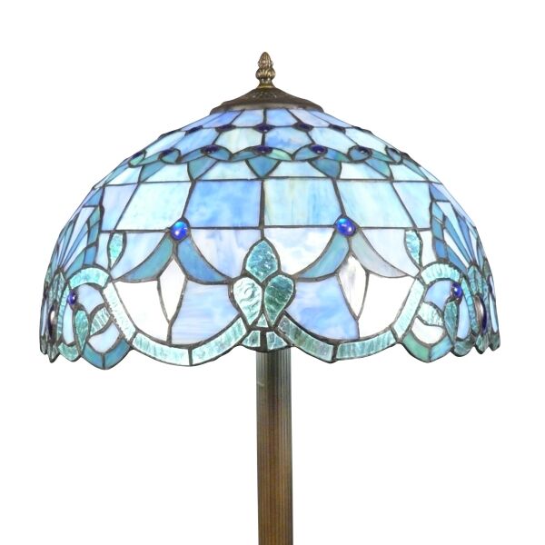 Lampadaire Tiffany bleu azur 2 Lampadaire Tiffany bleu azur - Luminaires Tiffany -