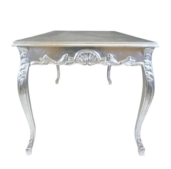 Table baroque argentée 200 cm de long 3 Table baroque argentée de salle à manger - Mobilier de style -