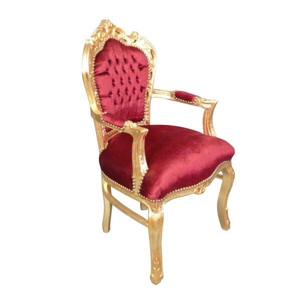 Fauteuil baroque rouge Madrid 2 Fauteuil baroque rouge et doré modèle Madrid à vendre pas cher