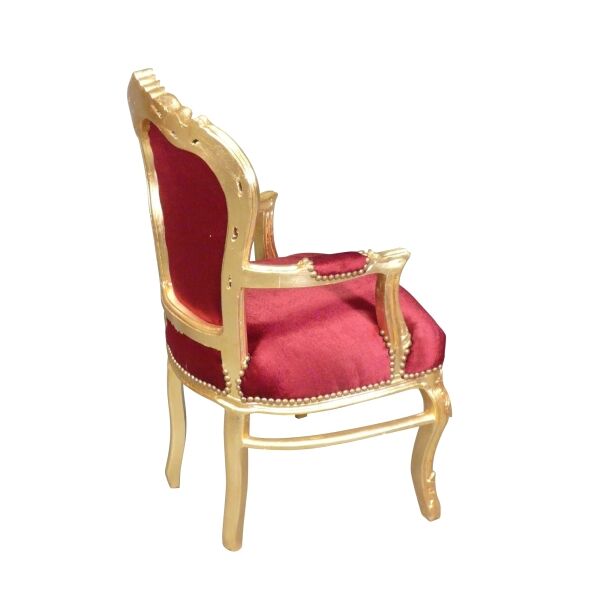 Fauteuil baroque rouge Madrid 3 Fauteuil baroque rouge et doré modèle Madrid - Meubles baroque pas cher