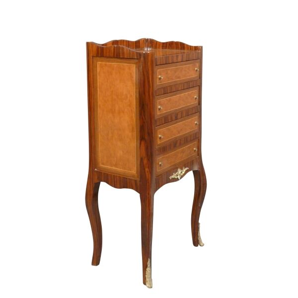 Petite commode en marqueterie Louis XVI 2 Chevet de style 4 tiroirs - Guéridon - Meubles de style -