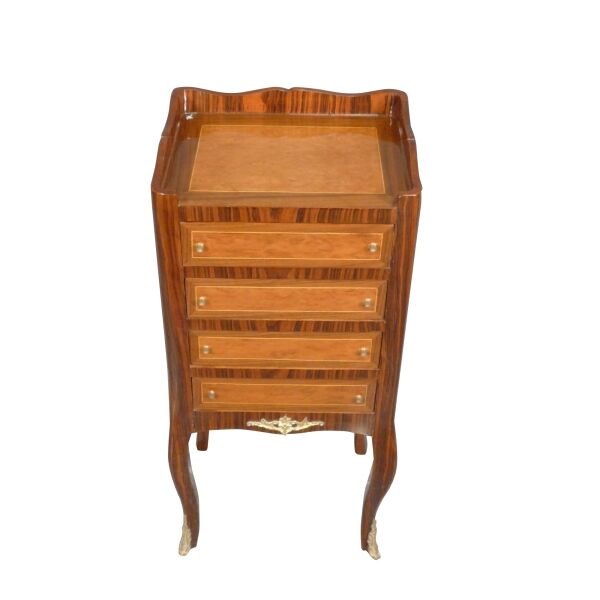 Petite commode en marqueterie Louis XVI 3 Chevet de style 4 tiroirs - Guéridon - Meubles de style -