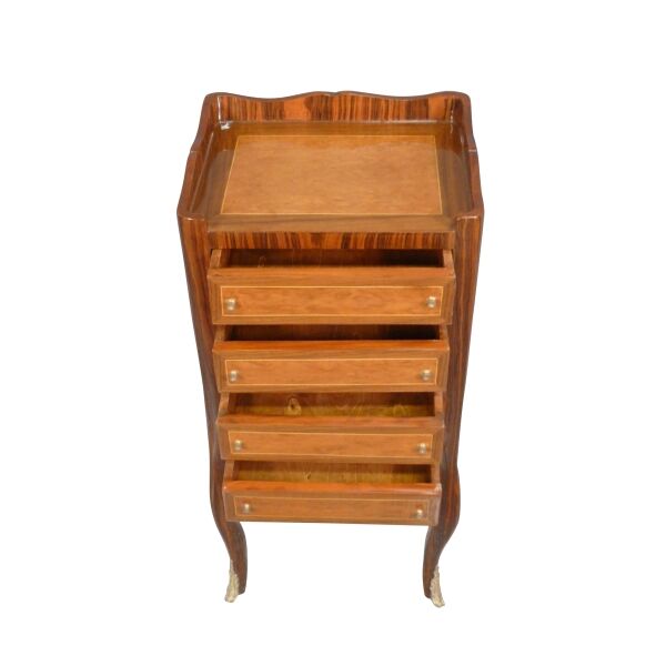 Petite commode en marqueterie Louis XVI 5 Chevet de style 4 tiroirs - Guéridon - Meubles de style -