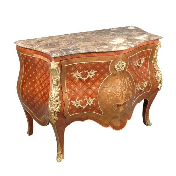 Commode Louis XV en loupe de noyer 8 Commode Louis XV en loupe de noyer - Commodes Louis XV