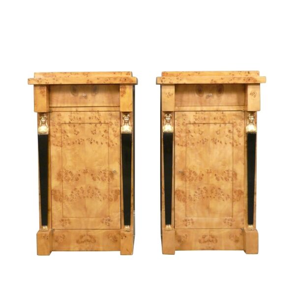 Paire de chevets Empire en loupe d'orme - Meubles Empire