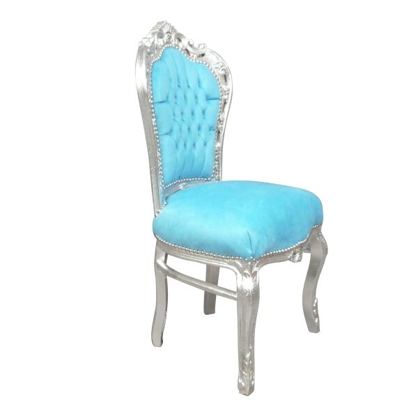 Chaise baroque bleue 2 Chaise baroque bleue - Magasin de meuble en bois pas cher -