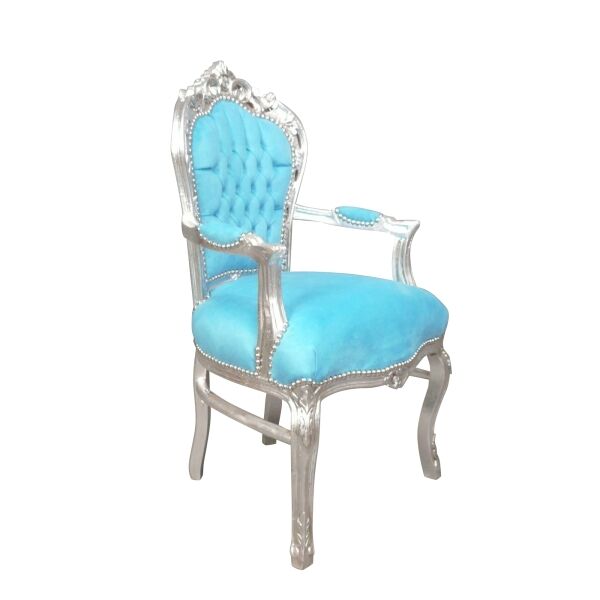 Fauteuil baroque bleu 3 Fauteuil style baroque bleu - Magasin de meubles pas cher baroque