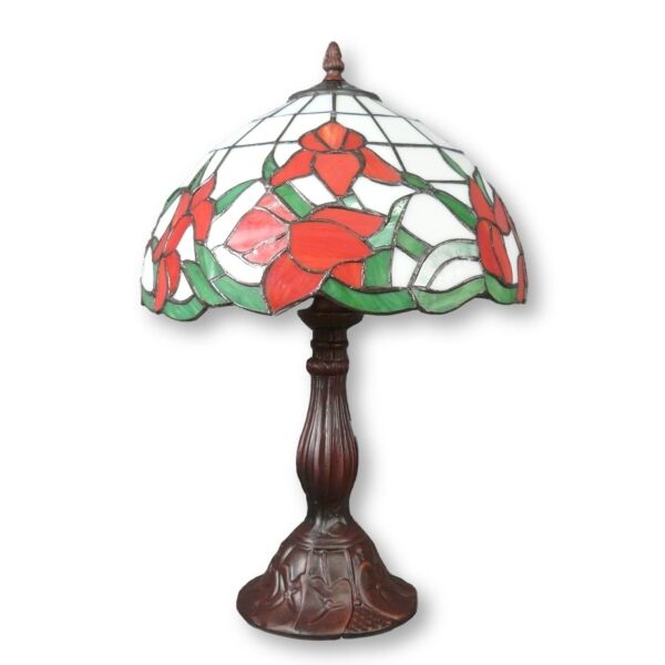 Lampe Tiffany aux tulipes 3 Lampe style Tiffany Tulipes Rouges et Vitrail Blanc - Tiffany lampe le site officiel