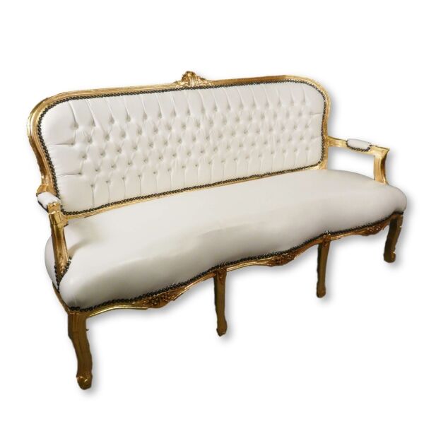 Canapé style Louis XV blanc et doré 2 Canapés Louis XV blanc et doré - Meubles Louis XV