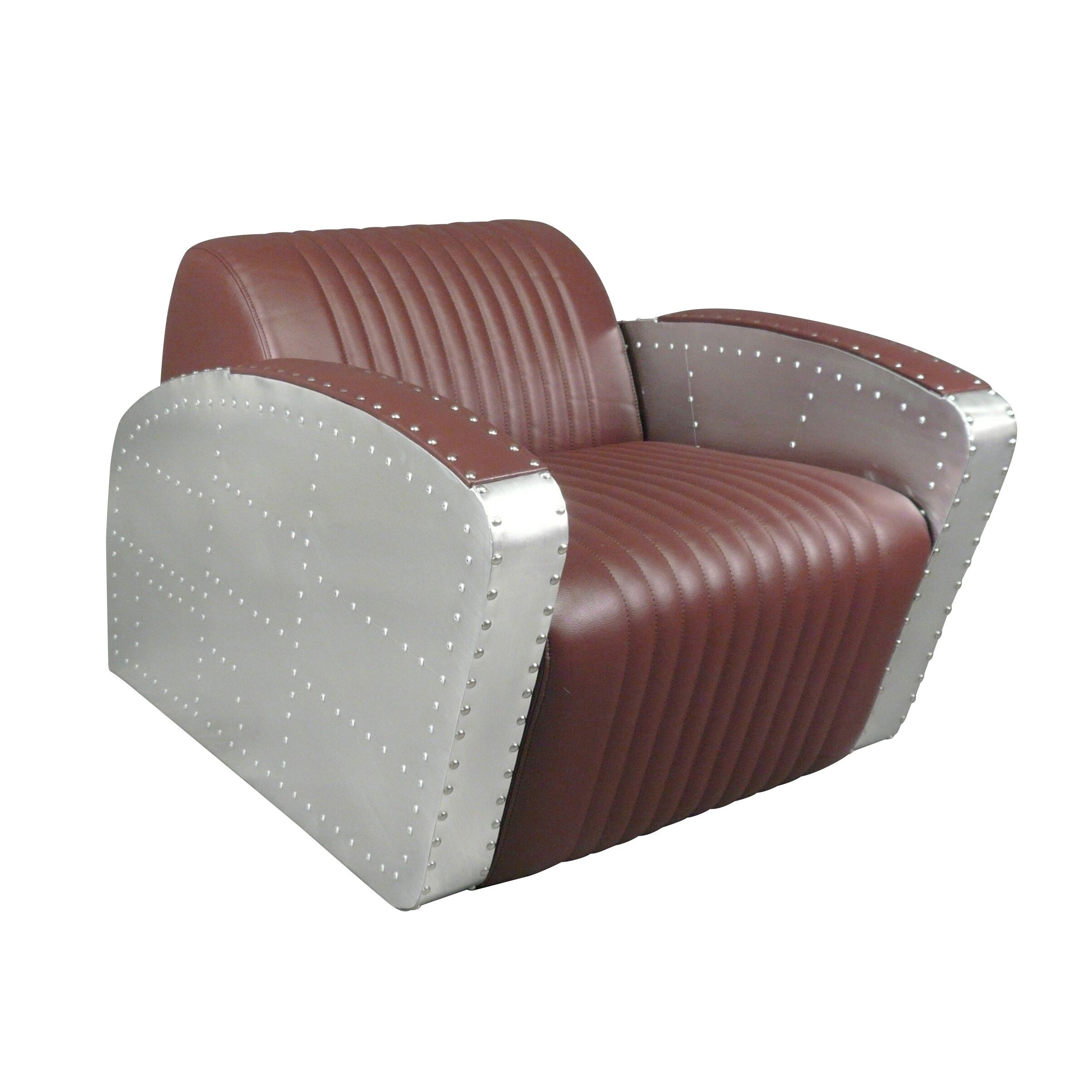 Fauteuil club aviateur 4 Fauteuil aviateur en aluminium riveté style club