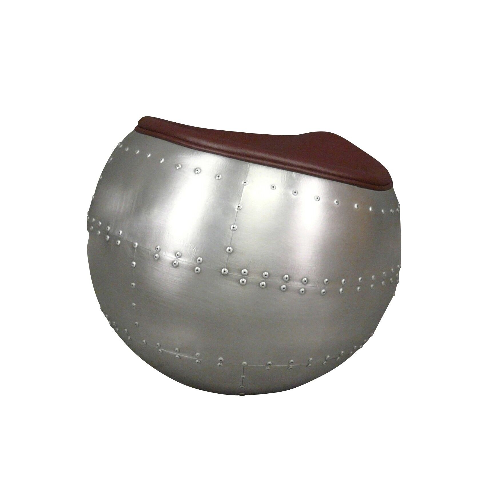 Pouf aviateur acajou brun 4 Pouf ball aviateur acajou brun - fauteuil aviateur ball