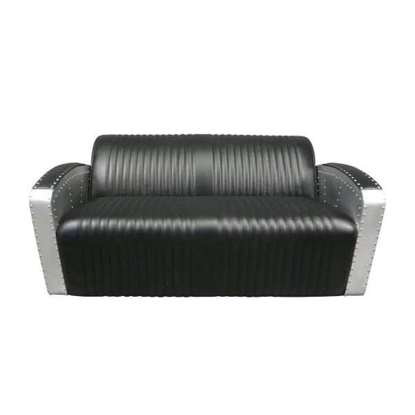 Canapé aviateur noir 2 places 1 Canapé aviateur noir 2 places - Fauteuils aviateur noir
